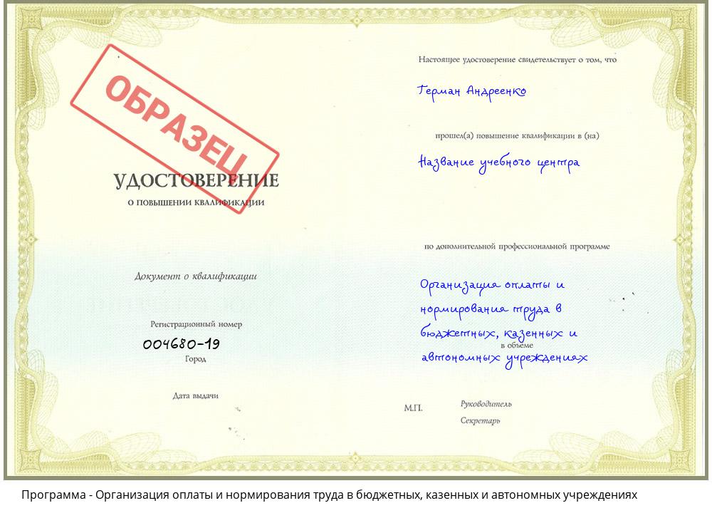 Организация оплаты и нормирования труда в бюджетных, казенных и автономных учреждениях Красноуфимск