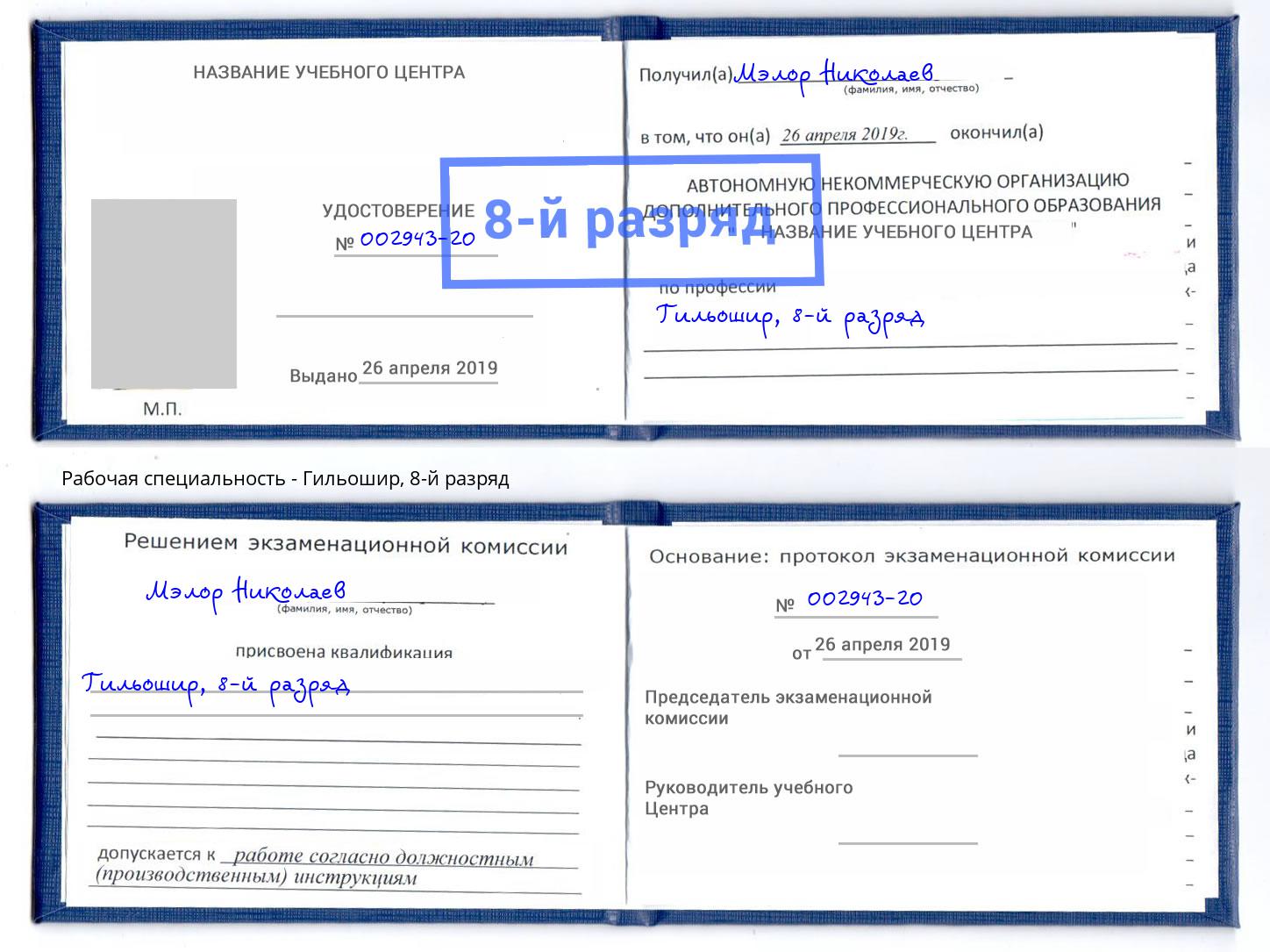 корочка 8-й разряд Гильошир Красноуфимск